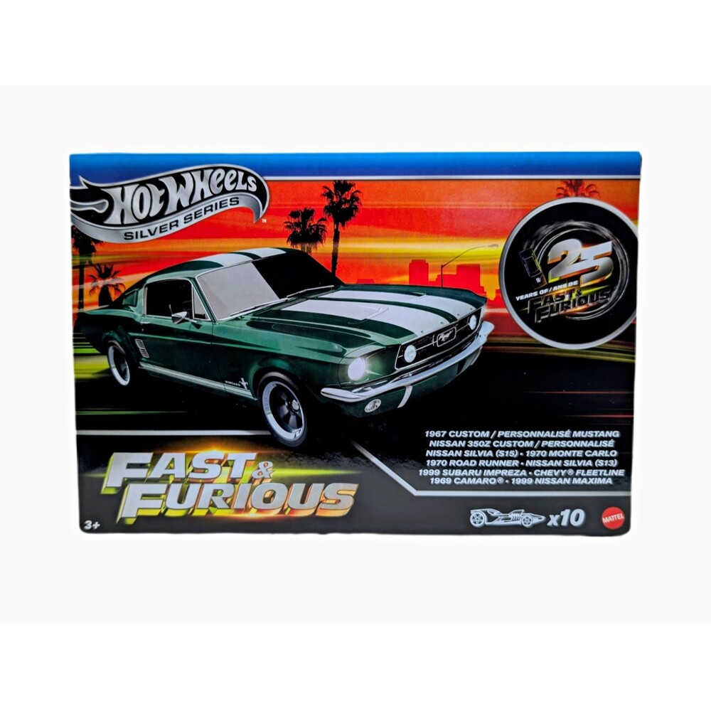 Hot Wheels Silver Series Fast & Furious 25 Years 10-Pack 1:64 Diecast Unopened